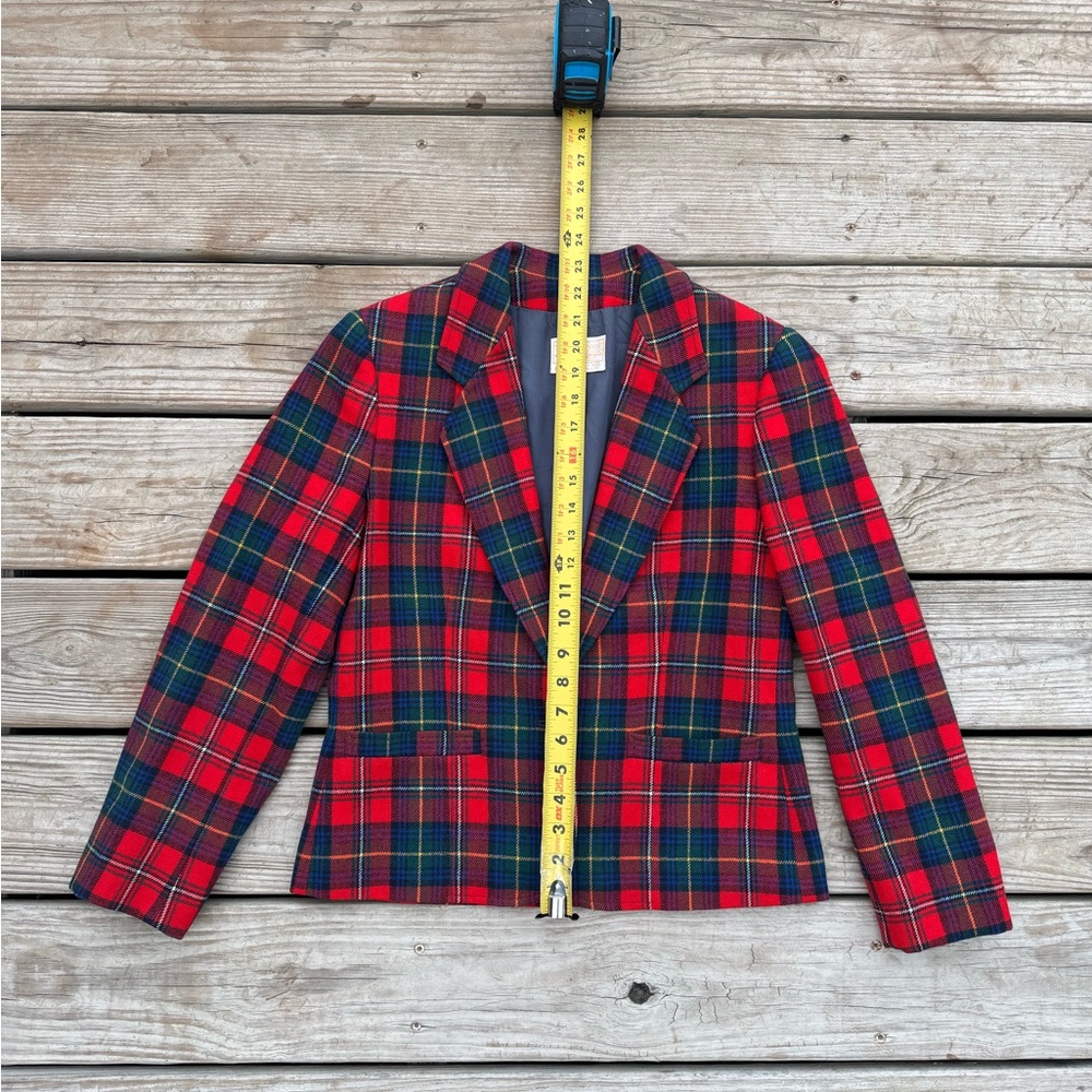 Women’s Pendleton Red Plaid Single Button Blazer … - image 3